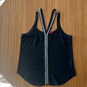 Akira Chicago Red Label Black Camisole with Silver Trim
